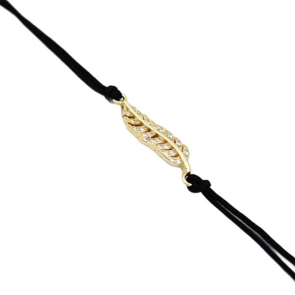 Bracelet 925 Sterling Silver, Leaf, Cubic Zirconia, Gold Plated