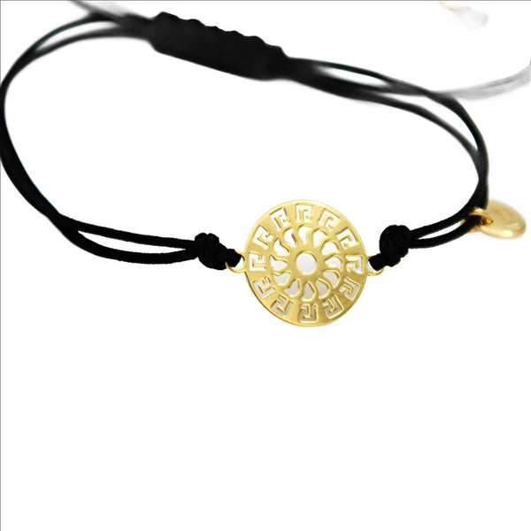 Bracelet 925 Sterling Silver, Openwork, Circle, Sun, Gold Plated