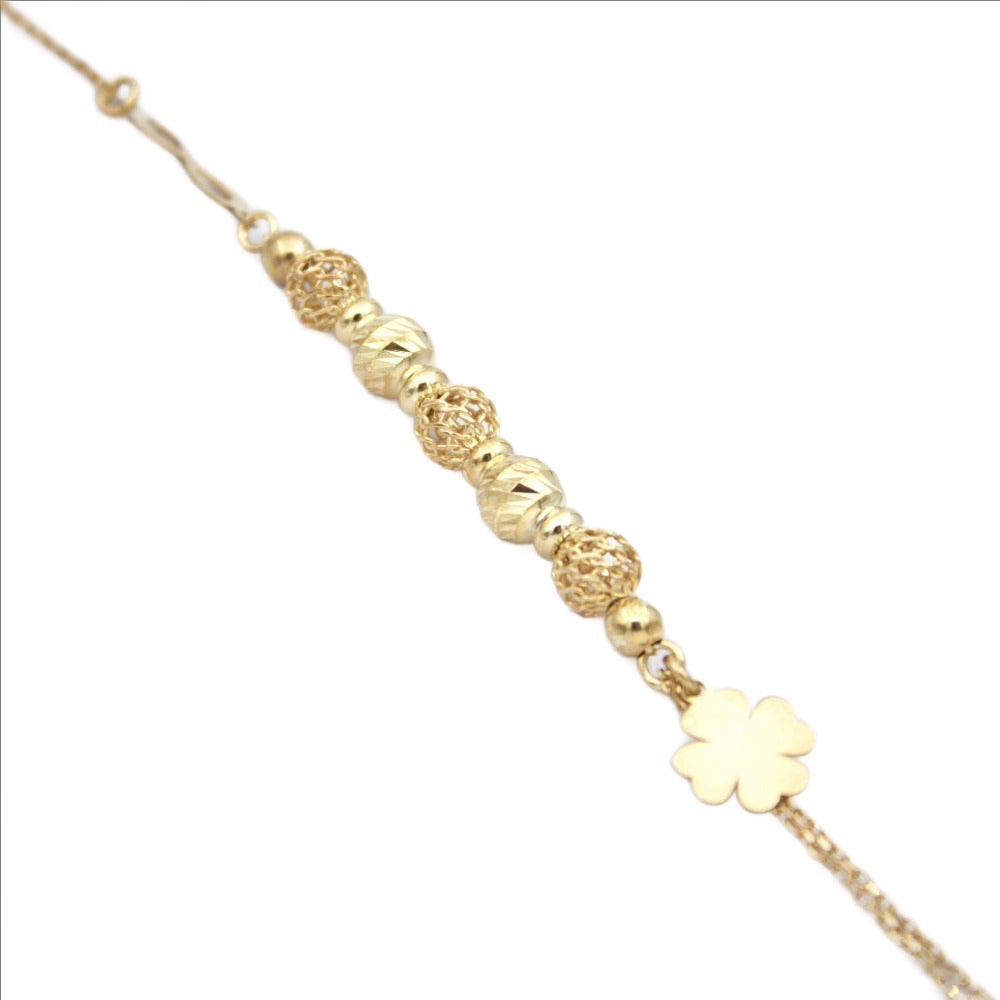 Bracelet 925 Sterling Silver, Charm, Openwork, Clover, Infinity, Gold Plated