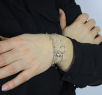 Bracelet 925 Sterling Silver, Open Heart, Ball, Openwork, Charm Bracelet