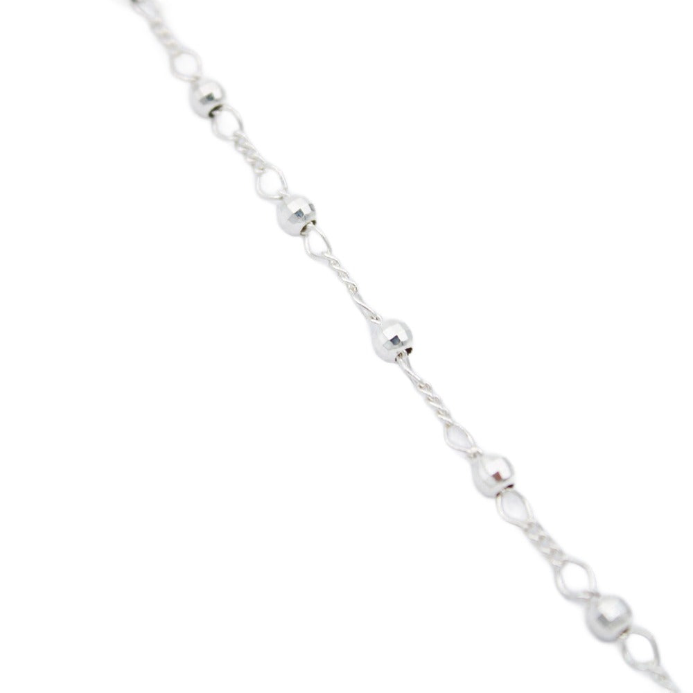 Silver rosary bracelet with diamond circles and a cross 925 sterling silver