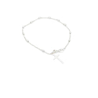 Silver rosary bracelet, with small balls and a cross, 925 Sterling Silver