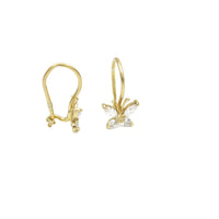 Earrings, 925 Sterling Silver, Butterfly with Cubic Zirconia, Gold Plated, For Girls