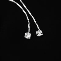 Earrings, 925 Sterling Silver, Cubic Zirconia, Drop Earrings, Thread