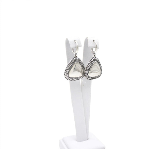 Earrings 925 Sterling Silver, Smooth, Triangles, Openwork