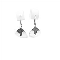 Earrings 925 sterling silver, smooth with oxidized part