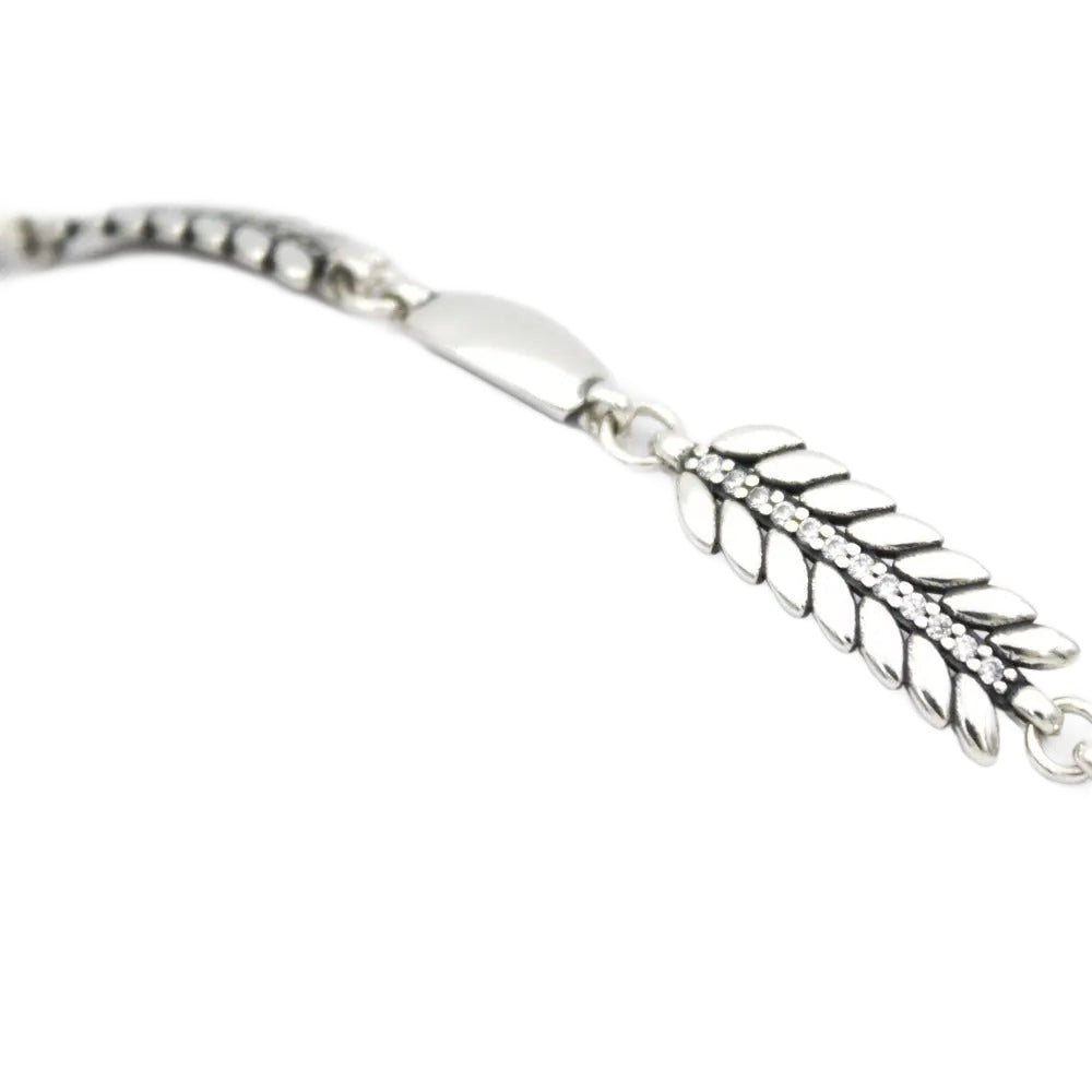 Bracelet 925 Sterling Silver, Cubic Zirconia Bracelet, Oxidized, Wheat