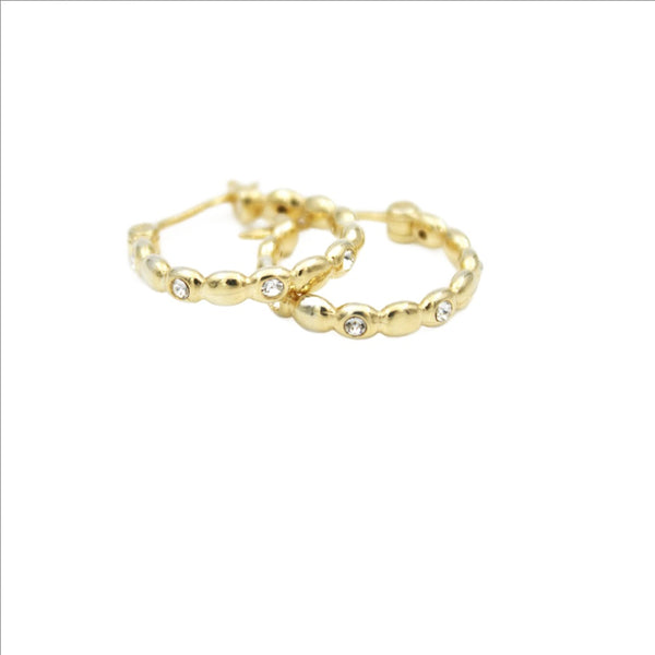 Earrings, 925 Sterling Silver, Cubic Zirconia, Hoop Earrings, Gold Plated