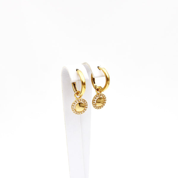 Earrings, 925 Sterling Silver, Huggie Earrings, Cubic Zirconia, Gold Plated