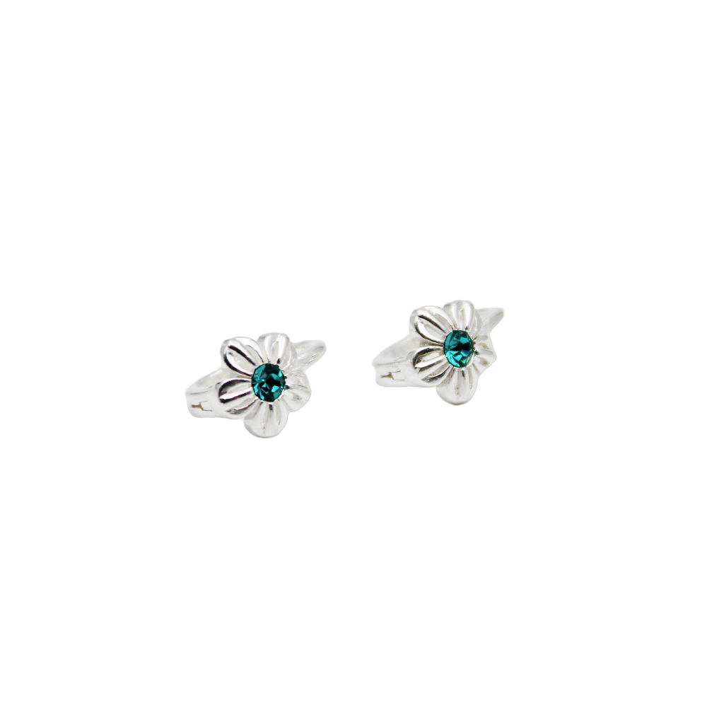 Earrings, 925 Sterling Silver, Flower, Cubic Zirconia, For Girls