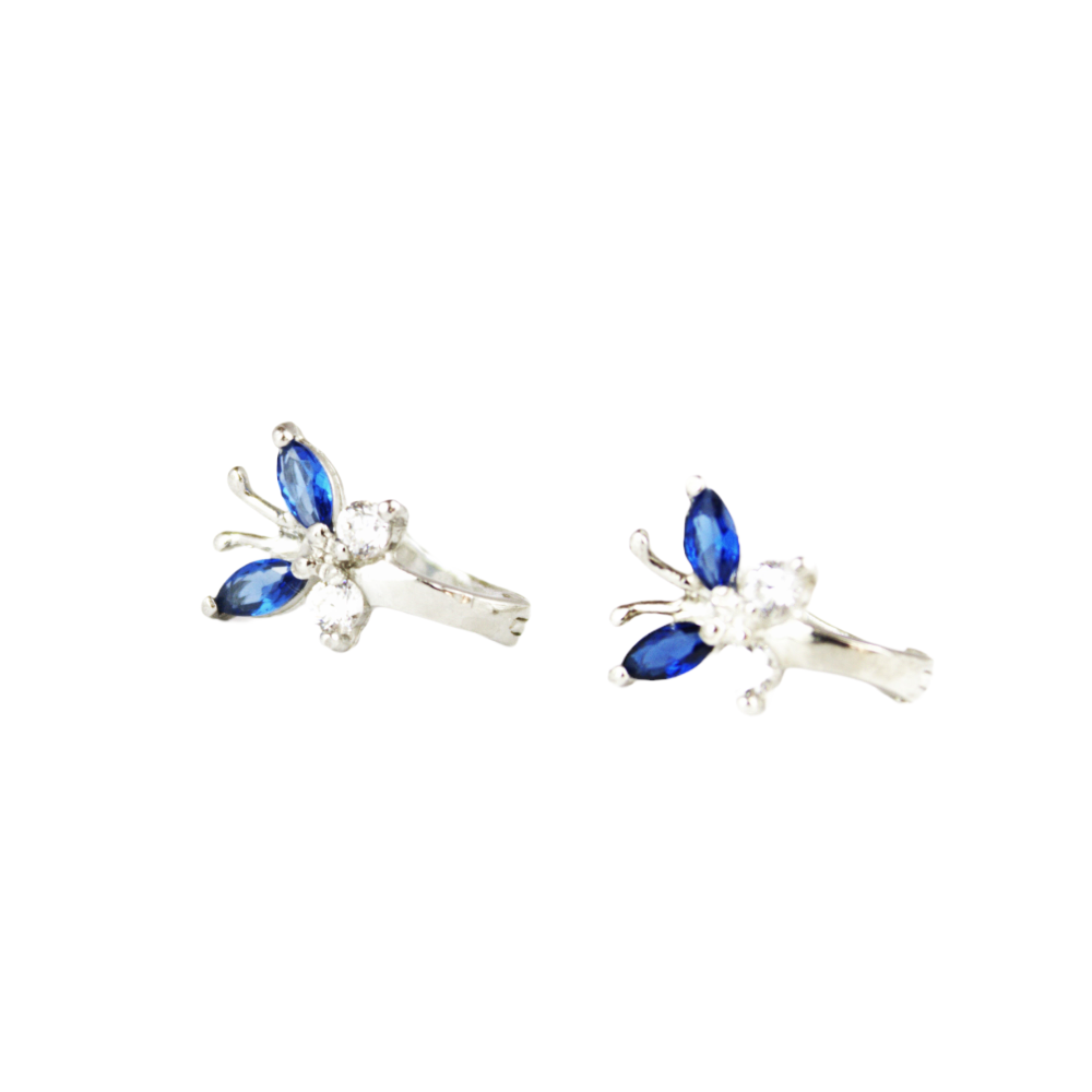 Earrings, 925 Sterling Silver, Cubic Zirconia, Butterfly, For Girls