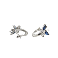 Earrings, 925 Sterling Silver, Cubic Zirconia, Butterfly, For Girls