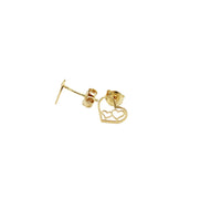 Earrings, 925 Sterling Silver, Openwork Triple Heart, Gold Plated