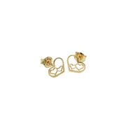 Earrings, 925 Sterling Silver, Openwork Triple Heart, Gold Plated