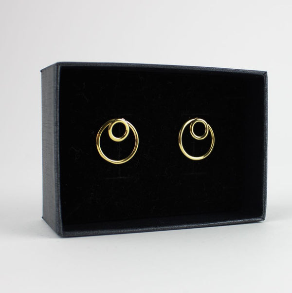 Earrings 925 Sterling Silver, Gold Plated, Circle, Stud Earrings, Openwork