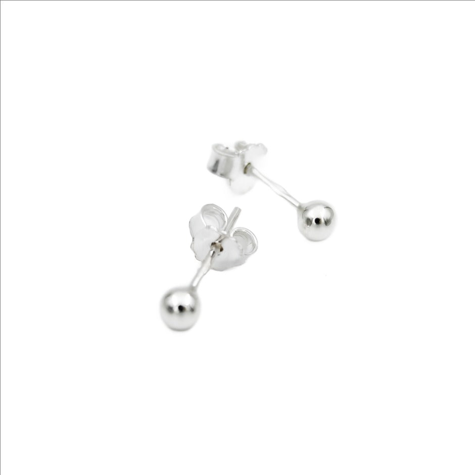 Earrings, 925 Sterling Silver, Ball 4 mm