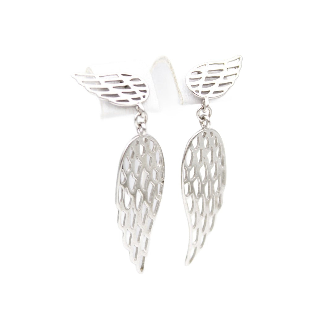 Earrings, 925 Sterling Silver, Angel Wings, Stud, Long Earrings, Openwork