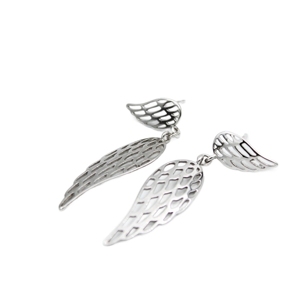 Earrings, 925 Sterling Silver, Angel Wings, Stud, Long Earrings, Openwork