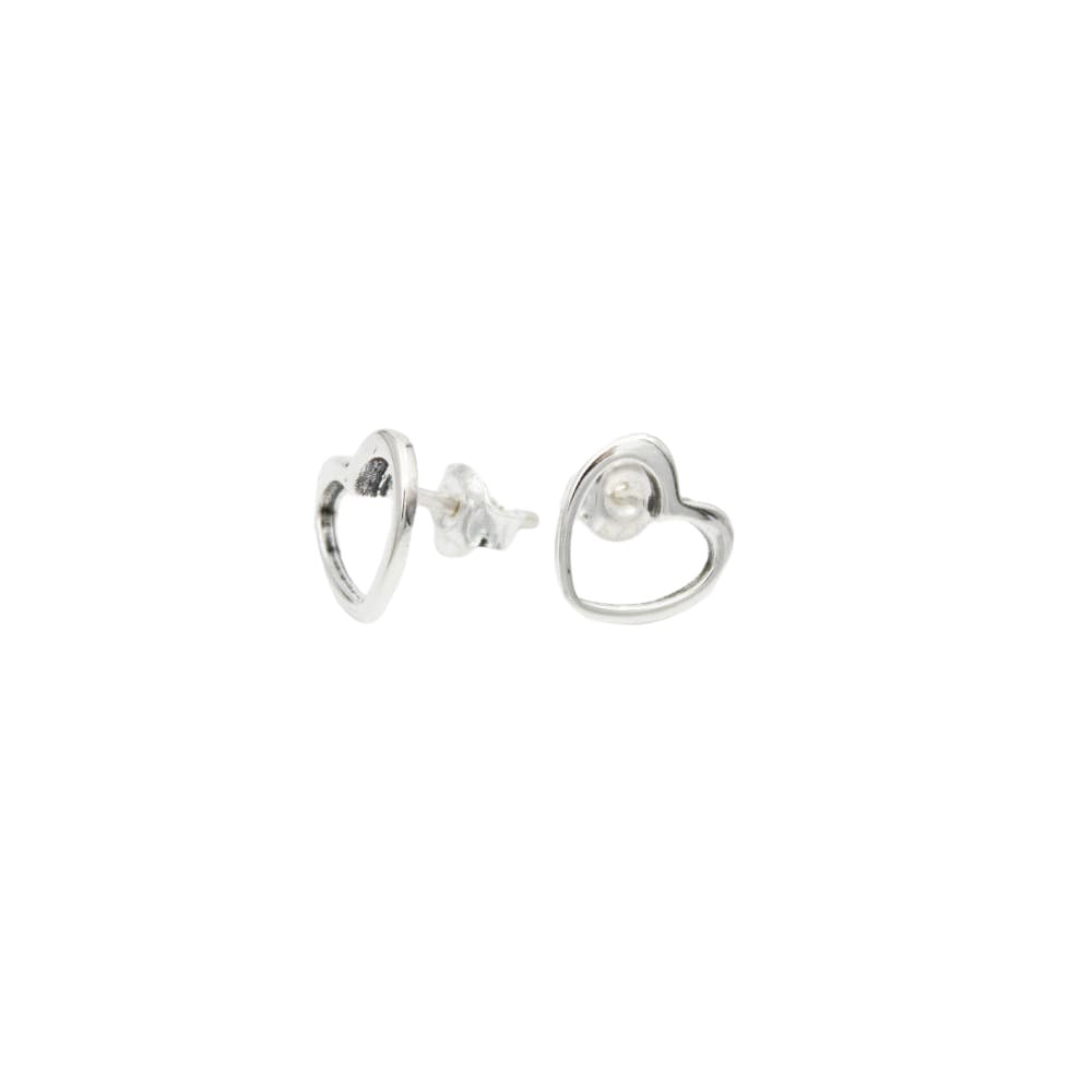 Earrings, 925 Sterling Silver, Open Heart, Stud