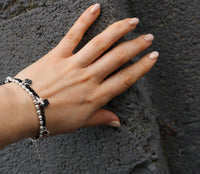 Bracelet 925 Sterling Silver, Pearls, Cross, Balls, Rhodium Plated