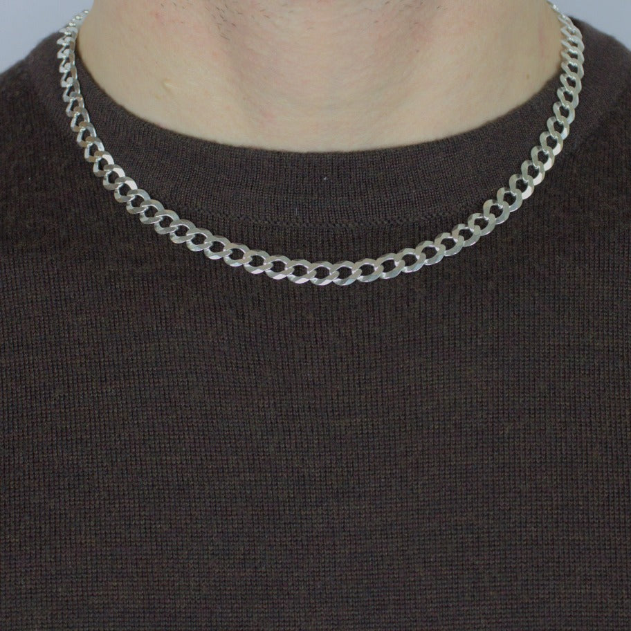 Chain 8 mm, 925 Sterling Silver, Panzer, Curb Chain, Gents Chain, Unisex