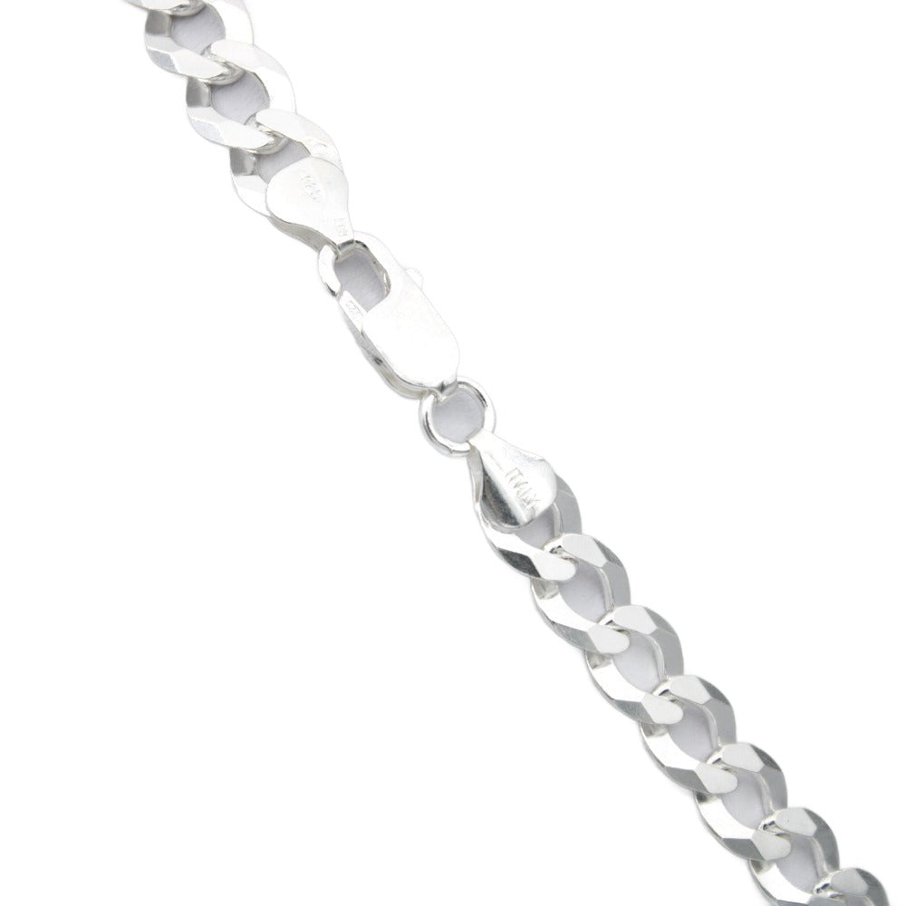 Chain, Men's Curb Chain, 925 Sterling Silver, Wide 9 mm, Unisex, Panzer