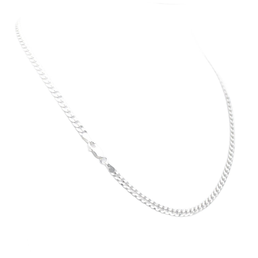 Chain 3 mm, 925 Sterling Silver, Panzer, Curb Chain, Unisex