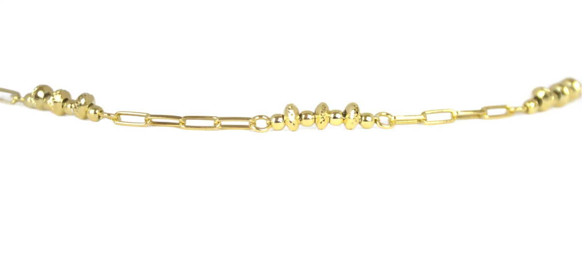 Bracelet 925 Sterling Silver, Link Chain, Beads, Gold Plated