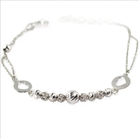 Bracelet 925 Sterling Silver, Open Heart, Ball, Openwork, Charm Bracelet