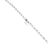 Bracelet 925 Sterling Silver, Pearls, Cross, Balls, Rhodium Plated