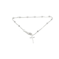 Bracelet, 925 Sterling Silver, Rosary, Cross, Balls