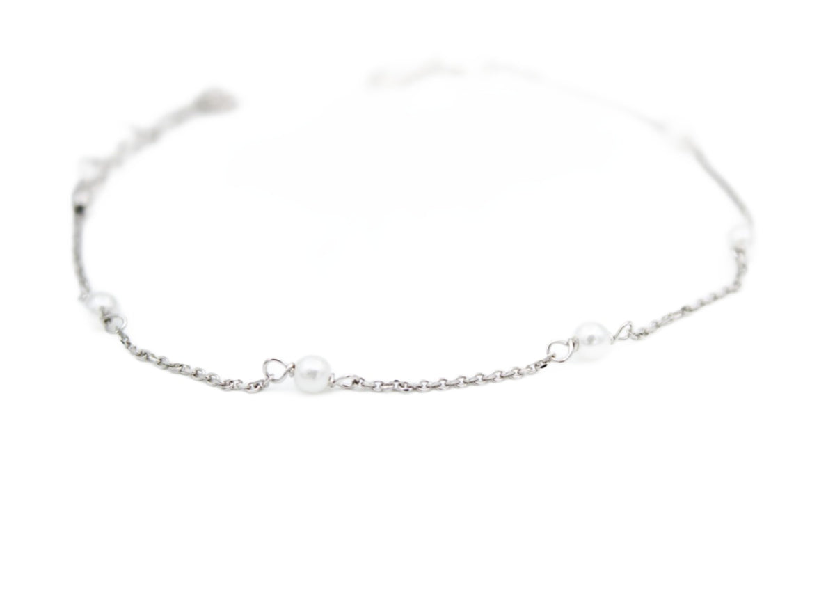 Bracelet, 925 Sterling Silver, Chain Bracelet, Pearls