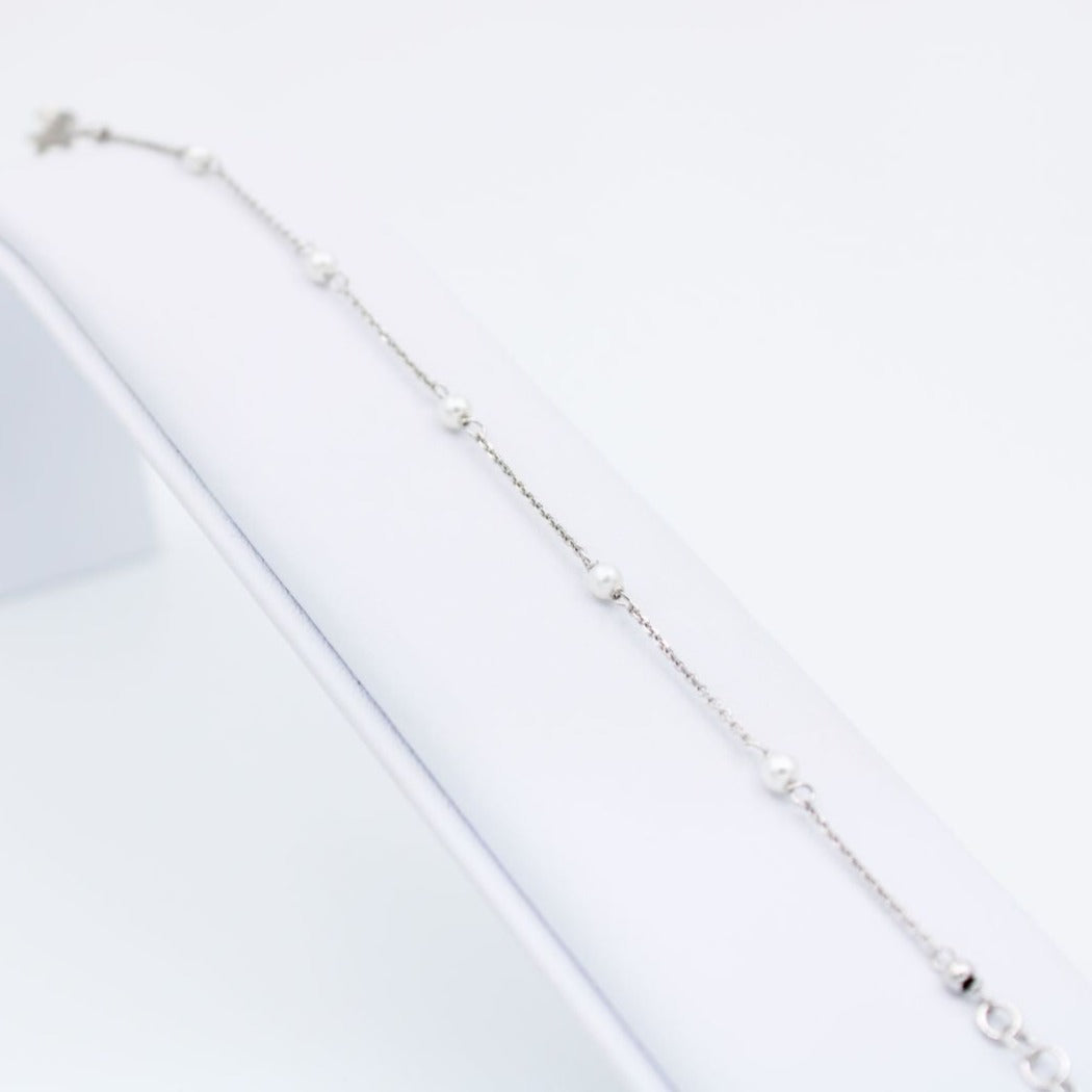 Bracelet, 925 Sterling Silver, Chain Bracelet, Pearls