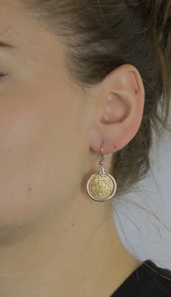 Earrings, 925 Sterling Silver, Drop, Gold Plated, Openwork, Round Earrings, Zircons