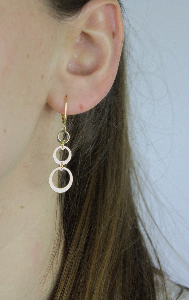 Earrings, 925 Sterling Silver, Drop Earrings, Circles, Gold Plated