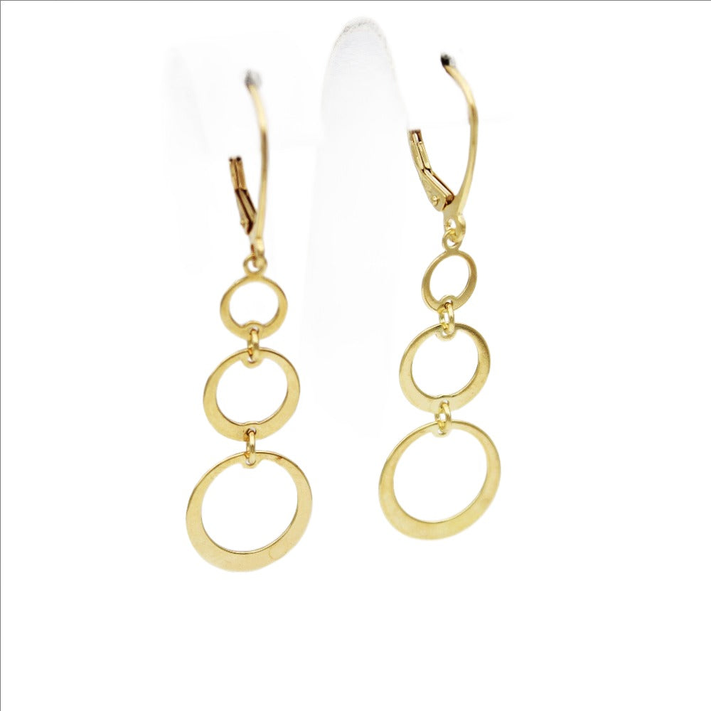 Earrings, 925 Sterling Silver, Drop Earrings, Circles, Gold Plated