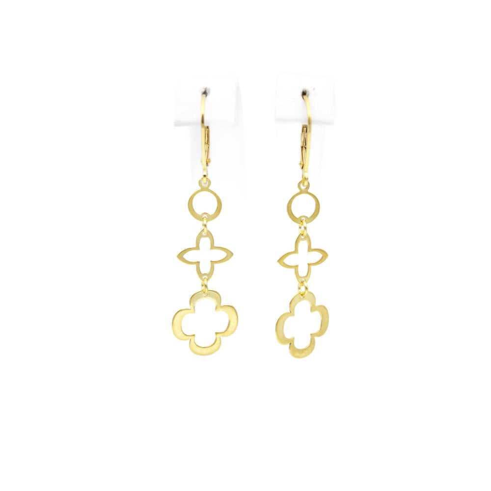 Earrings, 925 Sterling Silver, Open Flower, Gold Plated