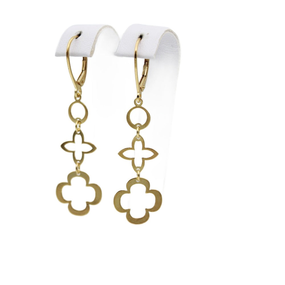 Earrings, 925 Sterling Silver, Open Flower, Gold Plated