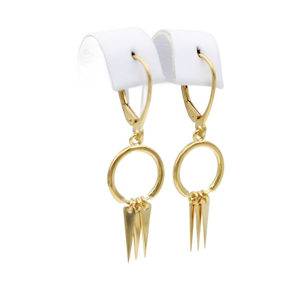 Earrings, 925 Sterling Silver, Drop circle, Gold plated