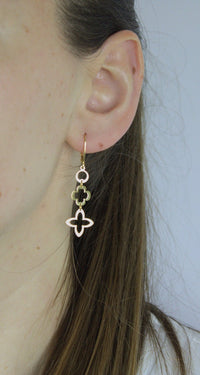 Earrings, 925 Sterling Silver, Open Flower, Gold Plated