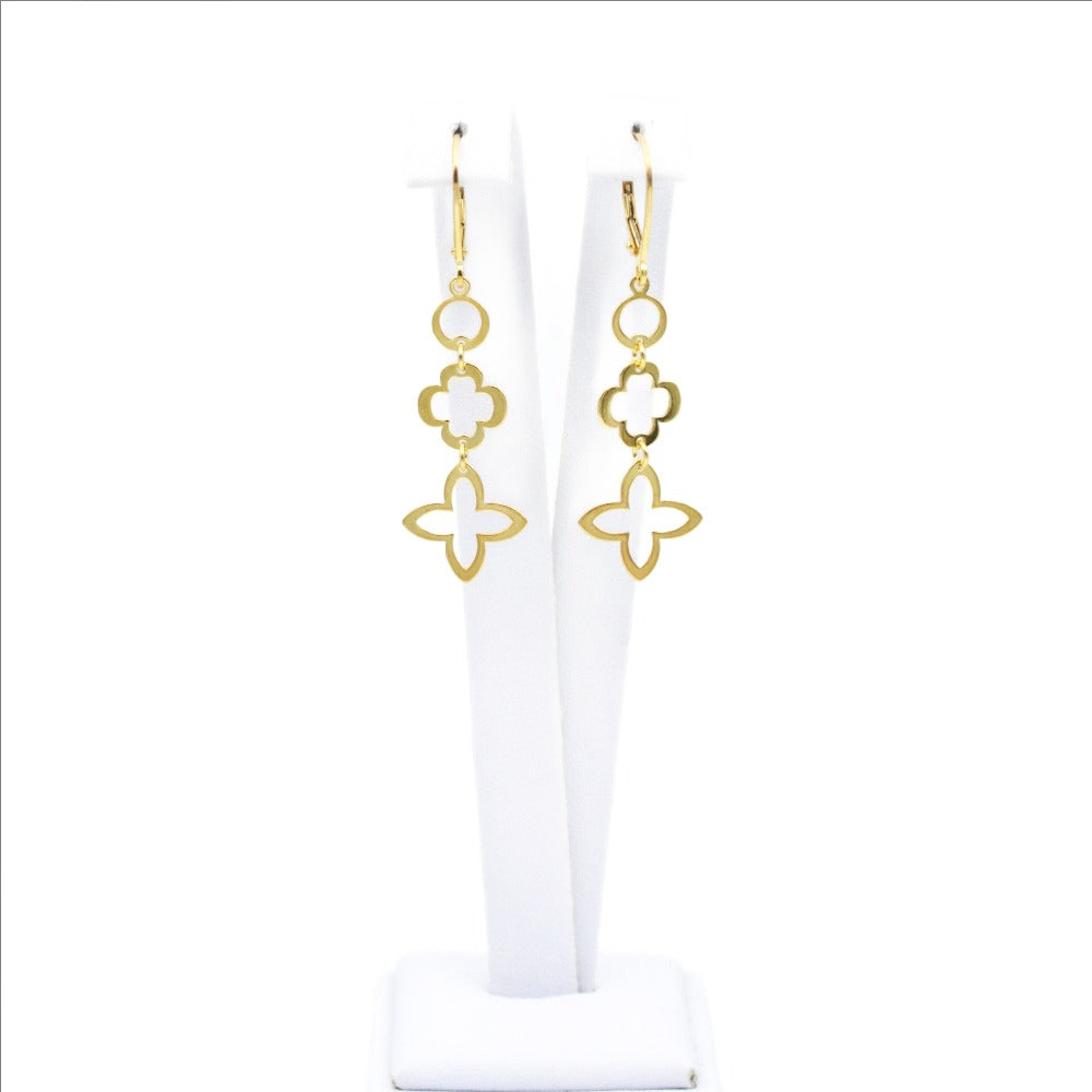 Earrings, 925 Sterling Silver, Open Flower, Gold Plated