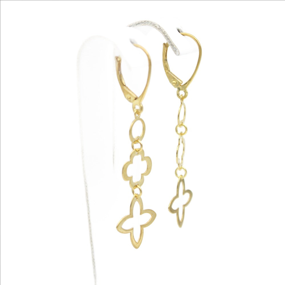 Earrings, 925 Sterling Silver, Open Flower, Gold Plated