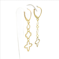 Earrings, 925 Sterling Silver, Open Flower, Gold Plated