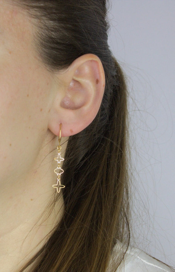 Earrings, 925 Sterling Silver, Openwork, Gold Plated, Drop