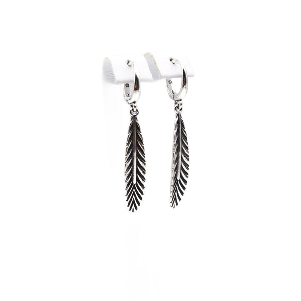 Earrings, 925 Sterling Silver, Oxidized Leaf