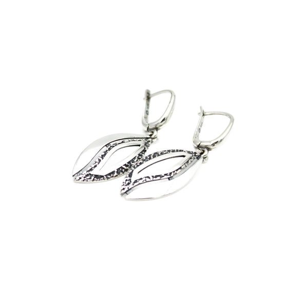 Earrings, 925 Sterling Silver, Oxidized Open Tear