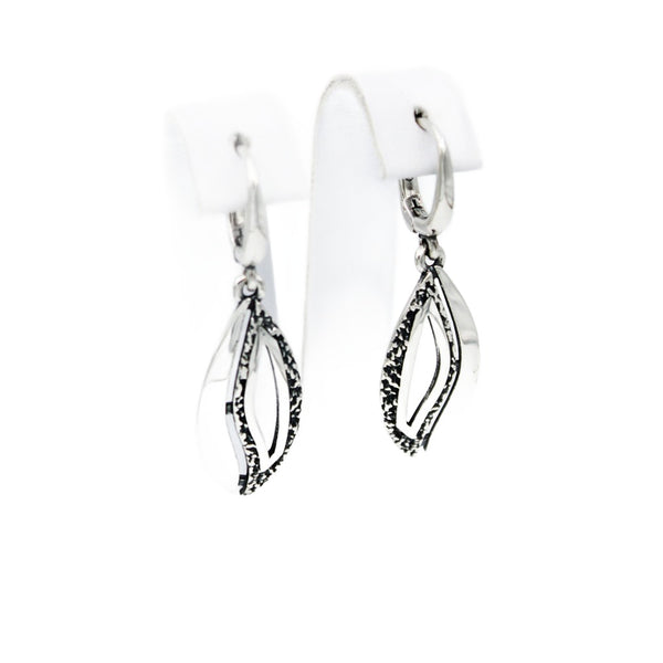 Earrings, 925 Sterling Silver, Oxidized Open Tear