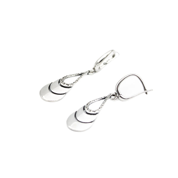 Earrings, 925 Sterling Silver, Open Tear, Oxidized