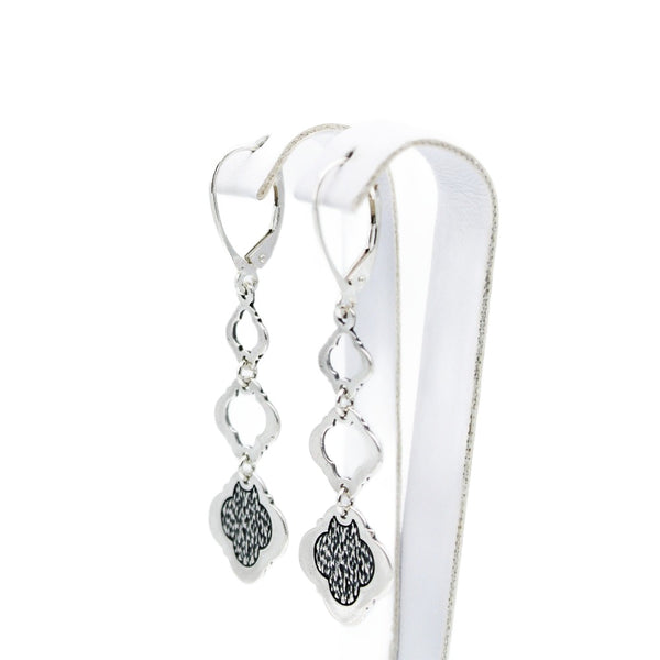 Earrings, 925 Sterling Silver, Open, Oxidized