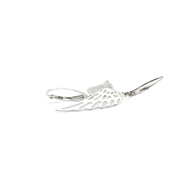 Earrings, 925 Sterling Silver, Openwork Angel Wings